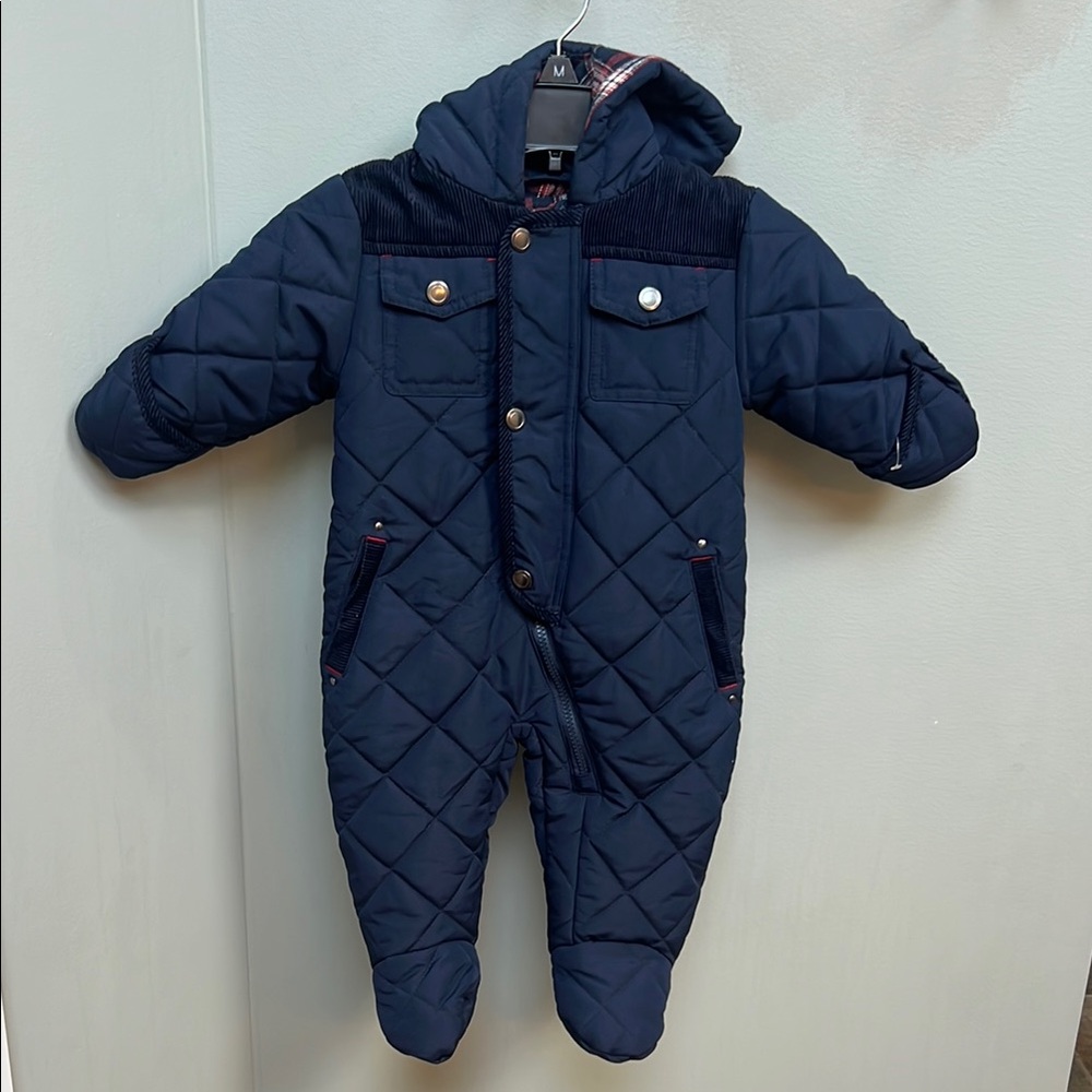 Rothschild Blue Quilted Footies One Piece Snowsuit